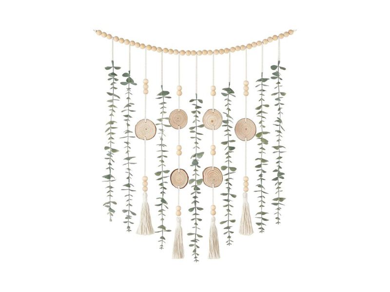 Hanging Eucalyptus Wall Decor Wooden Bead Garland Boho Art for Home Room image number 0