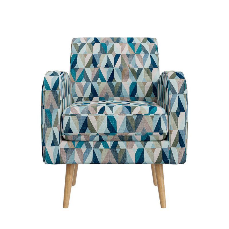 HL Home Furnishings Mid-Century Modern Armchair in Vibrant Multi-Blue Prism