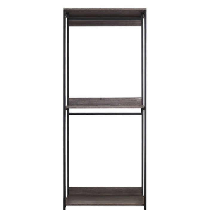 FC Design Klair Living Farmhouse Industrial Wood Walk-in Closet with One Shelf in Rustic Gray