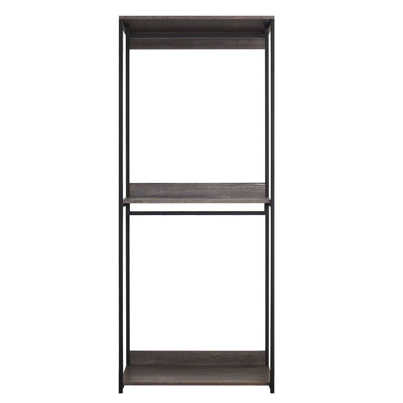 FC Design Klair Living Farmhouse Industrial Wood Walk-in Closet with One Shelf in Rustic Gray