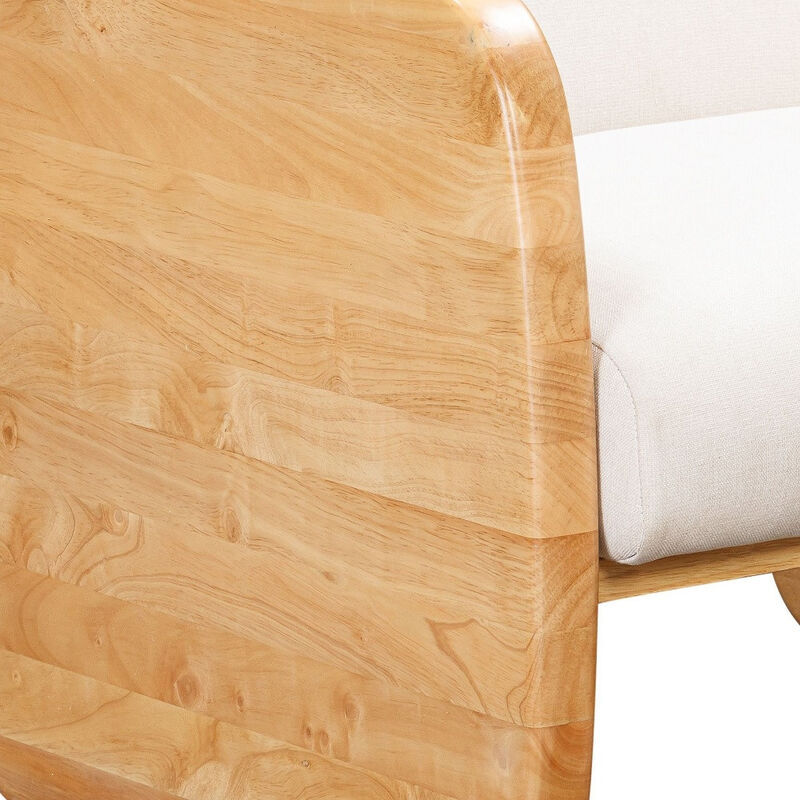 Modern Linen Upholstered Arm Chair with Solid Wood Frame for Living Room