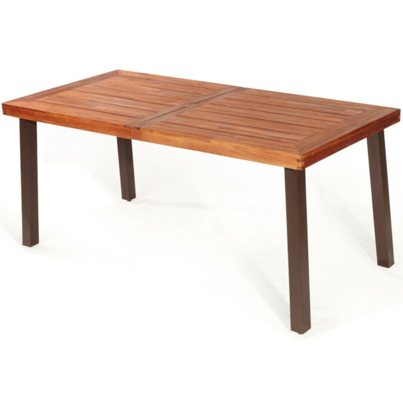 Hivvago Rectangular Acacia Wood Rustic Dining Furniture Table