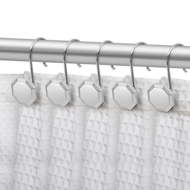 Utopia Alley Rust-Proof Zinc Shower Curtain Hooks with Octagon-Shaped end, Shower Hooks Hangers for Bathroom, Kitchen Utensils, Curtains, Clothing, Towels etc - Set of 12
