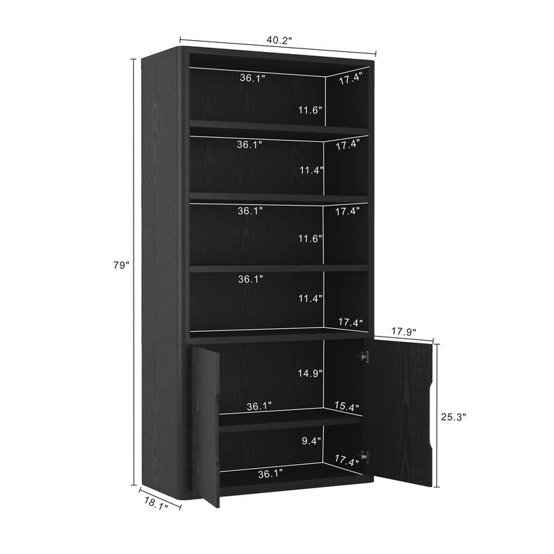 Rivington Black Bookcase Cabinet (Set of 3)