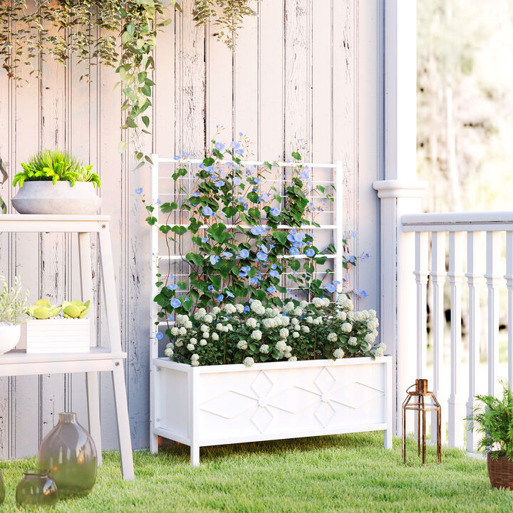 Hivvago Raised Metal Planter with Trellis for Climbing Plants and Vines