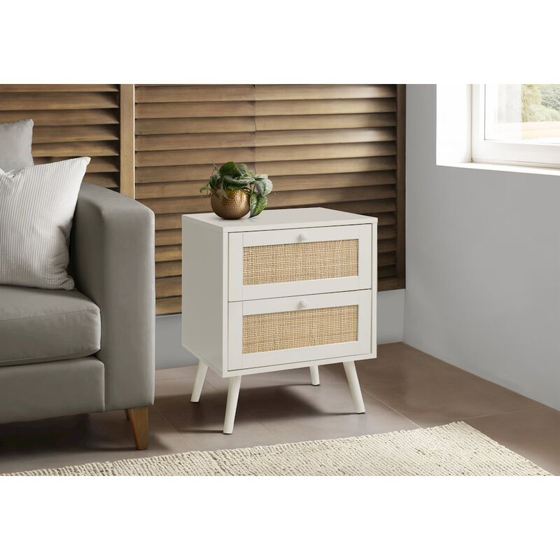 Accent Table, Storage Drawer, White Laminate, Modern, Contemporary