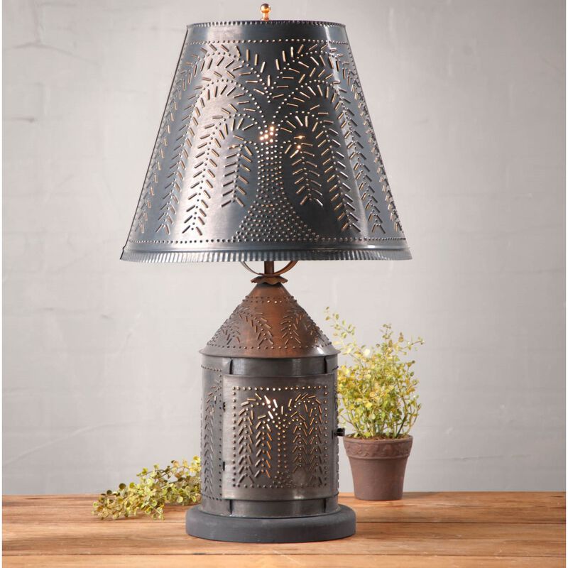 Irvins Country Tinware Fireside Lamp With Willow Shade In Kettle Black image number 1