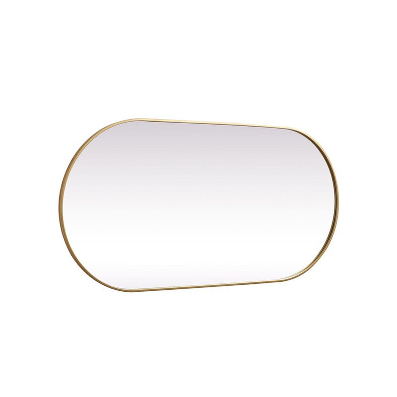 Elegant Decor Metal Frame Oval Mirror 30x60 Inch in Brass