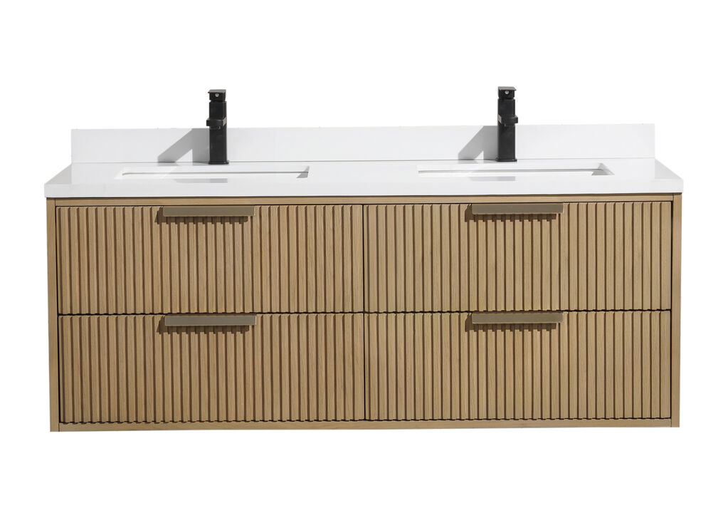 Diego 55" Floating Bathroom Vanity Oak