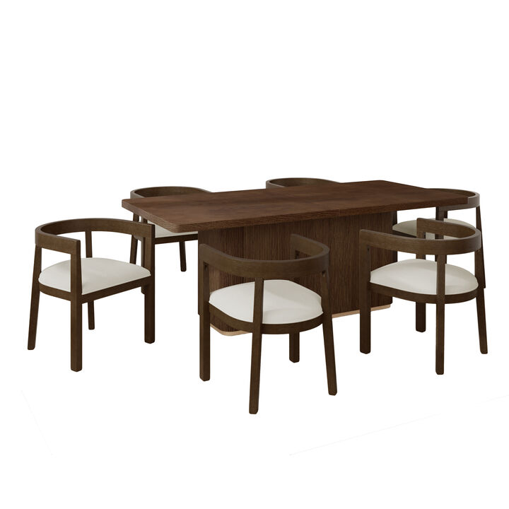 Christopher Knight Home Elisha Contemporary 7 Piece Rubberwood Upholstered Dining Set with Oversized Rectangular Table
