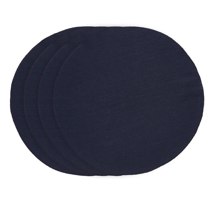 Solino Home 100% Pure Linen Round Placemats 15 Inch Diameter Set of 4 - Vesta