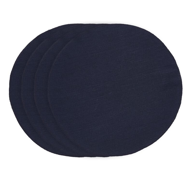 Solino Home 100% Pure Linen Round Placemats 15 Inch Diameter Set of 4 - Vesta