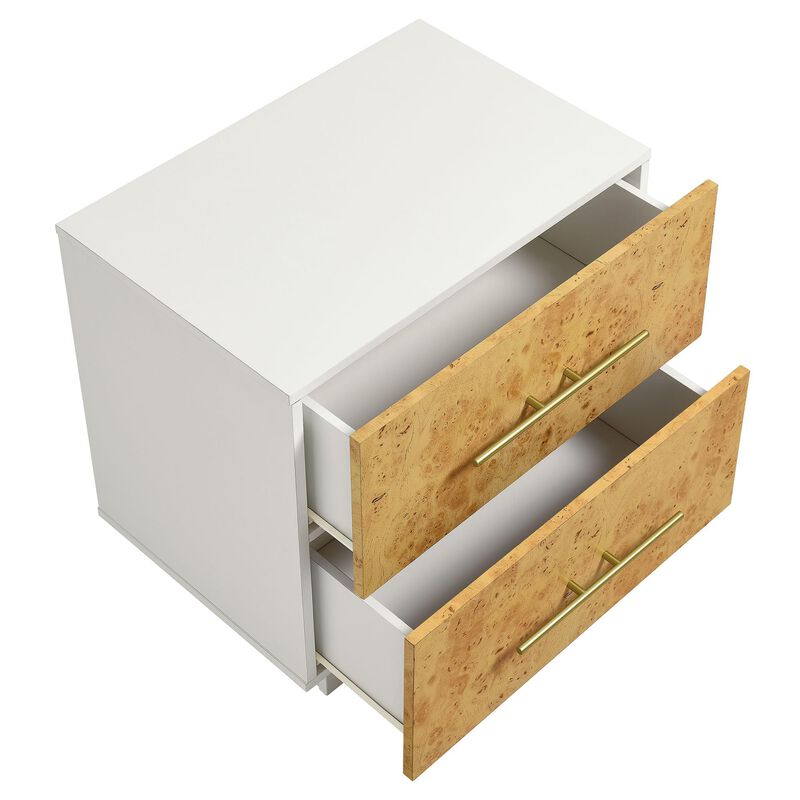 Modway ABEL 2 Drawer Nightstand in White Bleached Burl image number 7