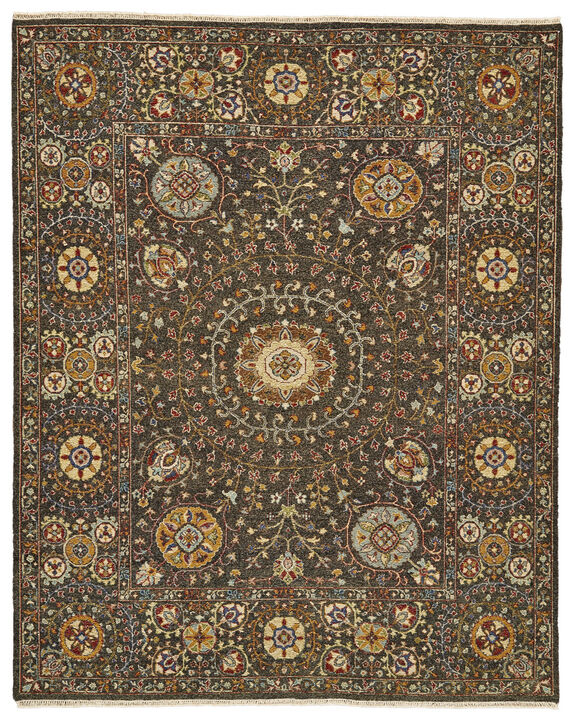 HomeRoots Wool Geometric Hand Knotted Area Rug