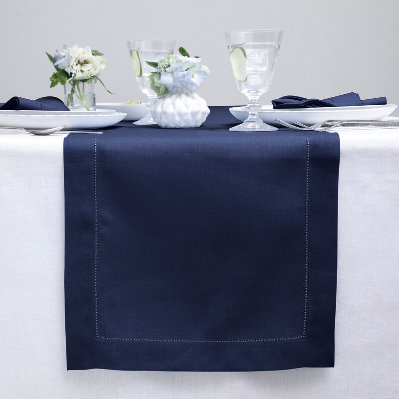 Solino Home Classic Hemstitch 100% Linen Table Runner &ndash; Handcrafted, Machine Washable, Perfect for Holiday and Everyday Dining