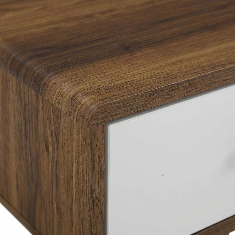Wood TV Stand with Brown Finish and Spacious Surface image number 5