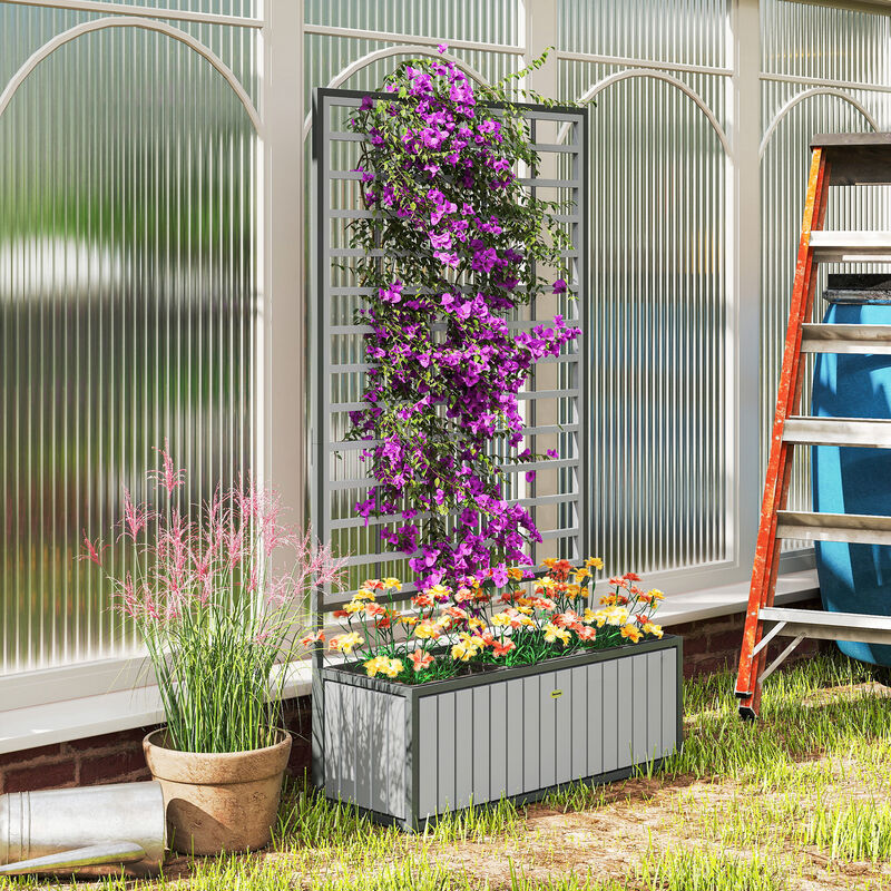Hivvago Elevated Wooden Planter with Trellis and Pots image number 1