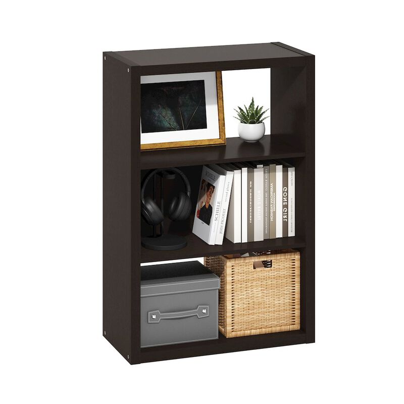 Viola 3-Tier Open Shelf Bookcase, Bookshelf, Dark Oak