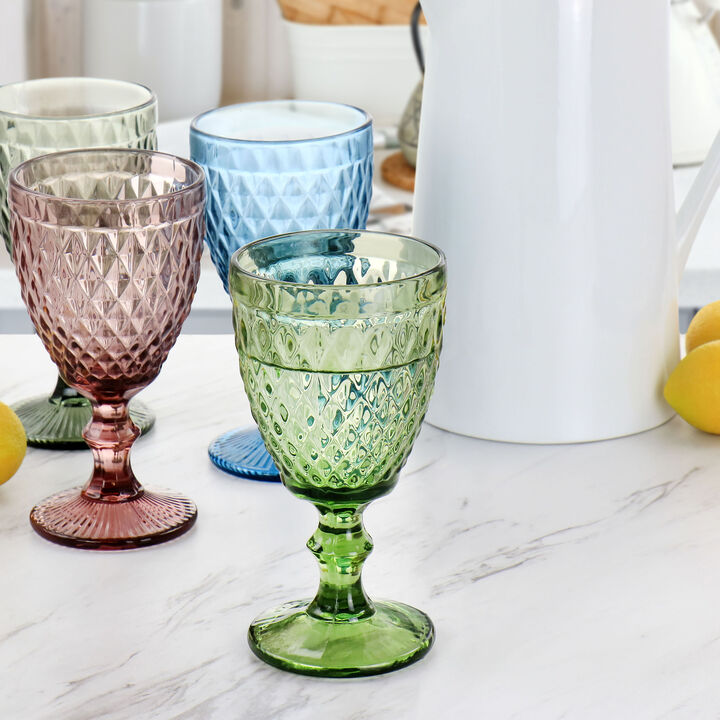 Gibson Home Rainbow Hue 4 Piece Glass Goblet Set in Assorted Colors