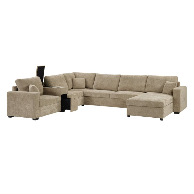Guftem Modern 5‑Seat U‑Shaped Chenille Sectional Sofa image number 6