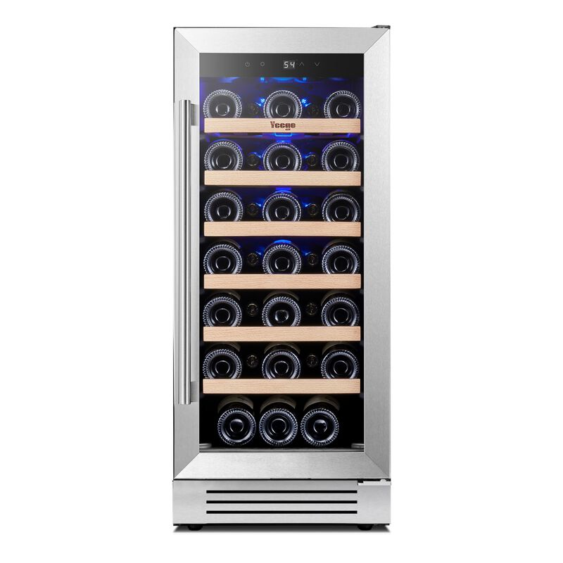 15 inch Wine Cooler Refrigerator with 33-Bottle Built-In/Freestanding for Home Bar，Stainless Steel image number 0
