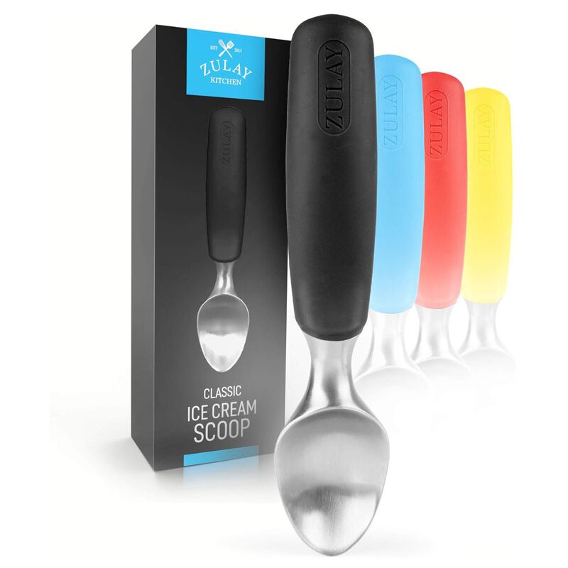 Stainless Steel Ice Cream Scoop with Non-Slip Rubber Grip