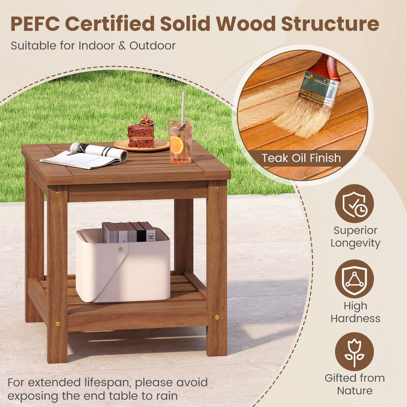 Patio Side Table, 2-Tier with Storage Shelf for Outdoor Use image number 5