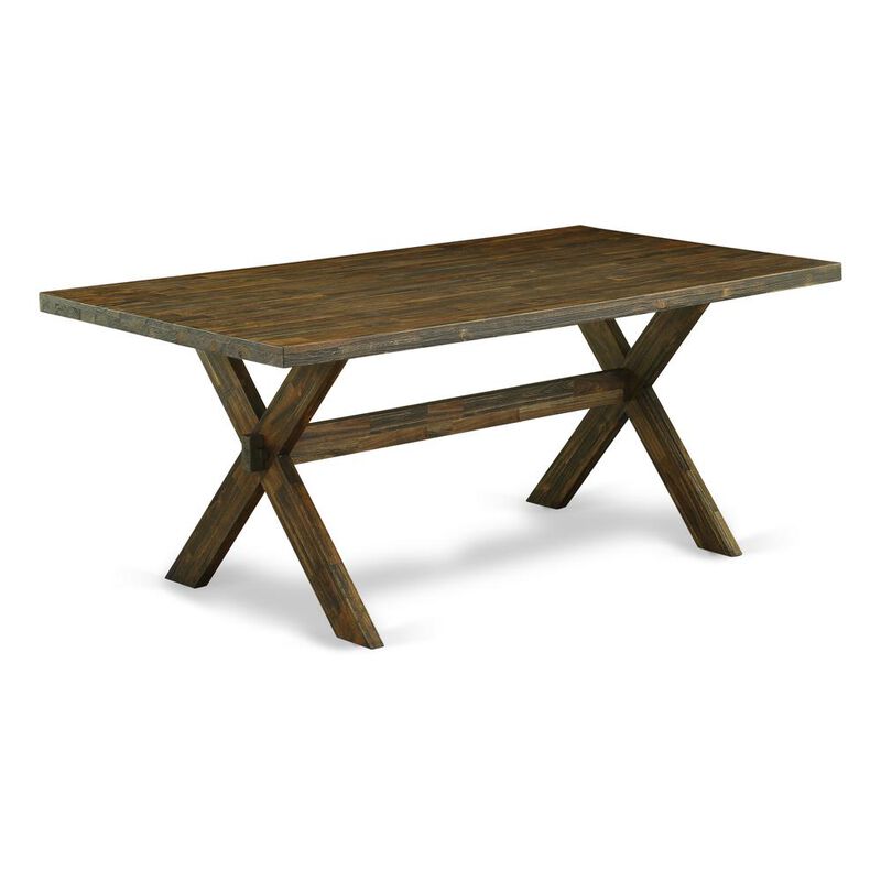 East West Furniture X777FL716-7 - 7-Piece Small Dining Table Set - 6 Dining Chairs and a Rectangular Dinner Table Hardwood Structure