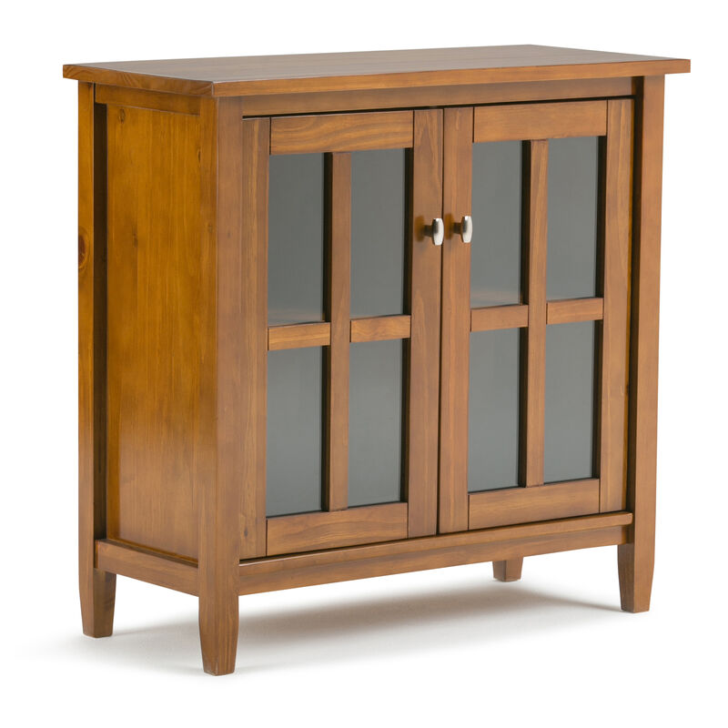 Warm Shaker SOLID WOOD 32 inch Wide Transitional Low Storage Cabinet in Light Golden Brown