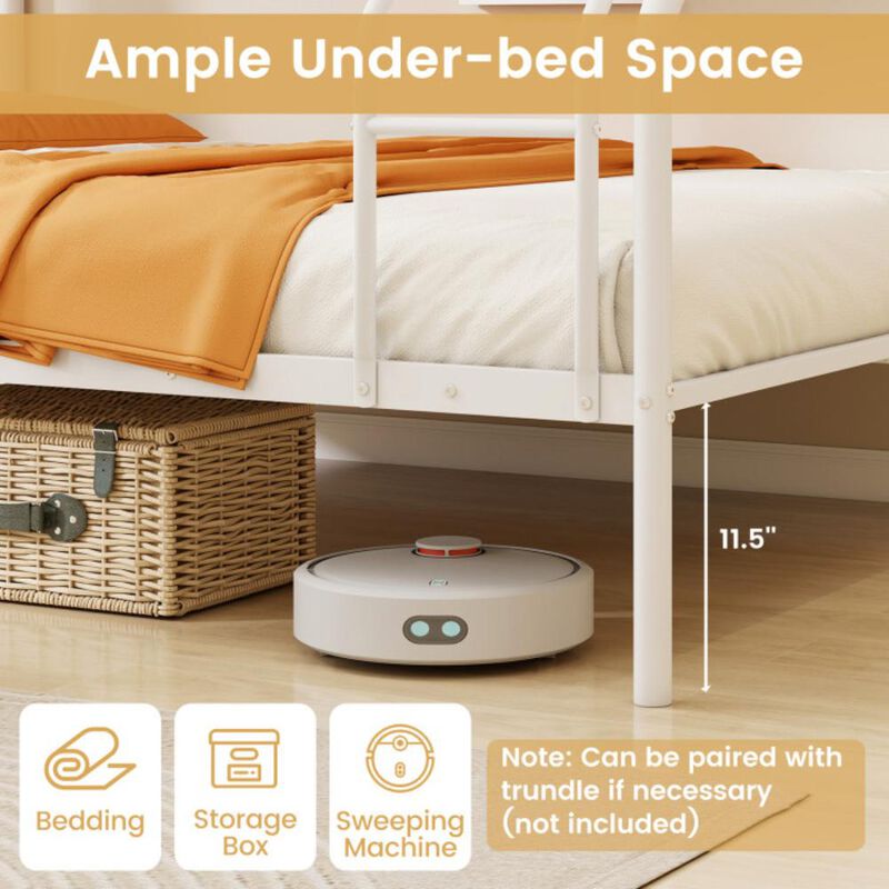 Hivvago Twin Over Full Bunk Bed with Ladder and Full-length Guardrails