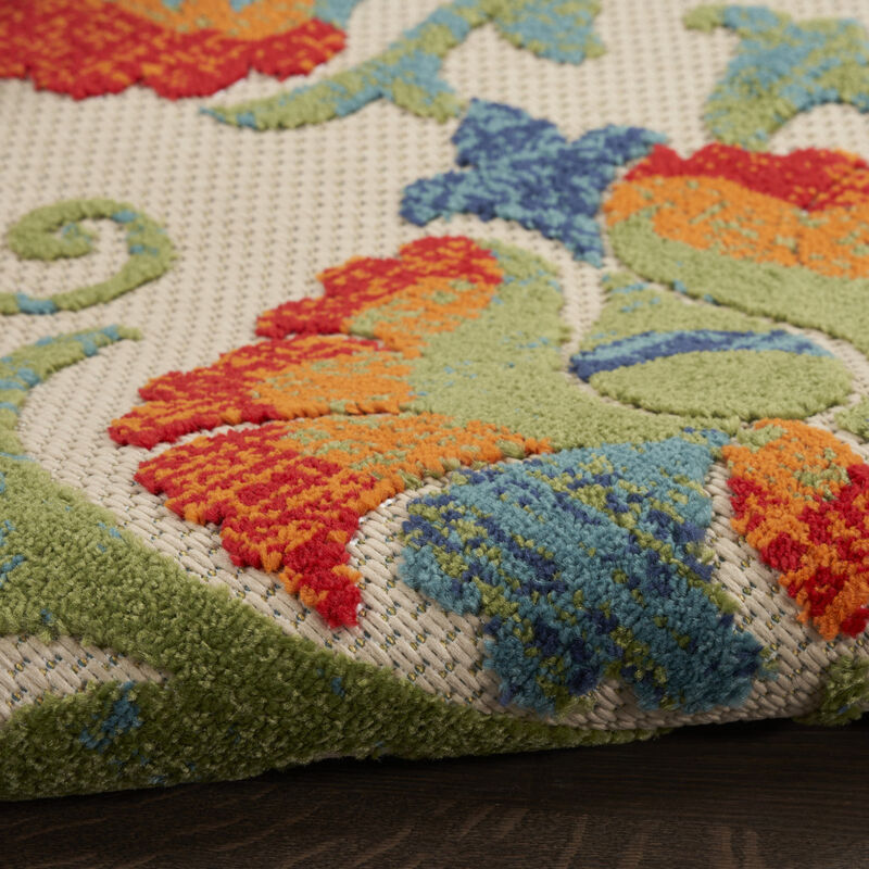 HomeRoots 4' X 6' Red Gold Green And Teal Blue Floral Indoor Outdoor Area Rug image number 4