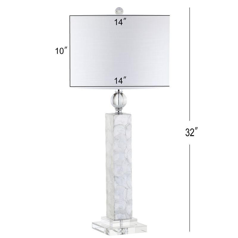 Bailey 32" LED Seashell Table Lamp, White (Set of 2)