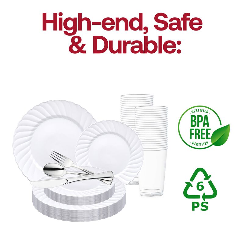White Flair Plastic Wedding Value Set (72 Sets) image number 4