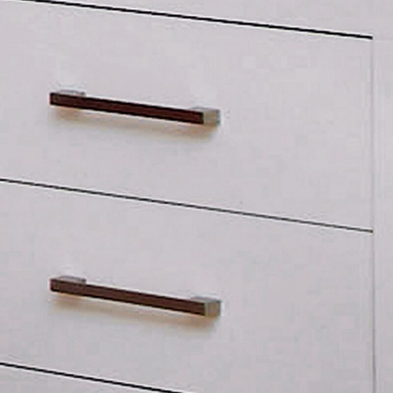 Bela 26 Inch 2 Drawer Nightstand, Felt Lined, Silver Handles, Crisp White - Benzara