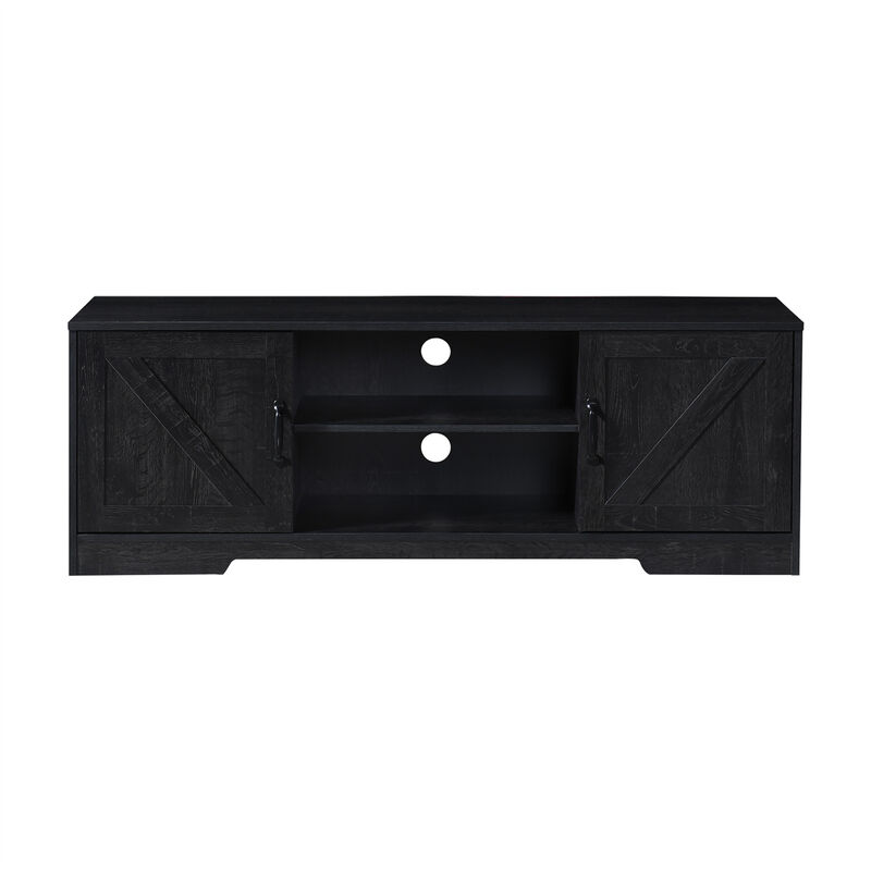 59 in. Farmhouse TV Stand For TVs Up To 65" with 2 Storage Cabinets, Wood Barn Door Media Television Console Table With Storage, Modern Entertainment Center For Living Room image number 0