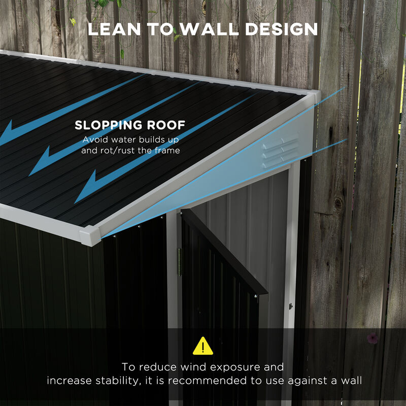 Hivvago 4' x 8' Lean-To Metal Garden Shed image number 5