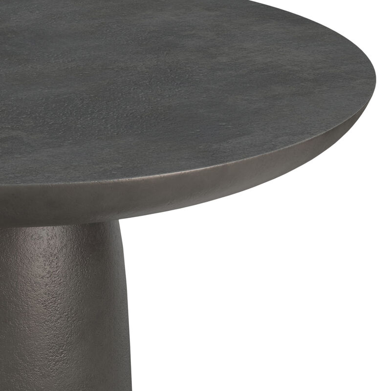 Alexa 30 inch Wide Round Contemporary Cast Aluminum Coffee Table in Black Nickel, Fully Assembled