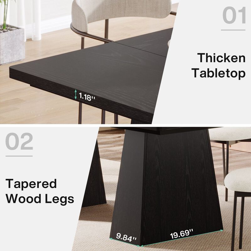 Wooden Farmhouse Dining Table for Kitchen Dining Room and Family Meals image number 6