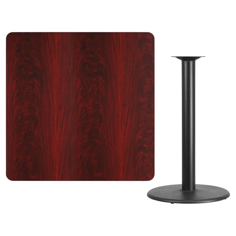 Flash Furniture 42'' Square Black Laminate Table Top with 24'' Round Bar Height Table Base image number 4