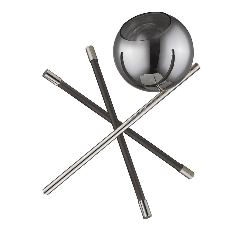 HomeRoots 18" Black Metal Tripod Table Lamp With Nickel Globe Shade image number 3