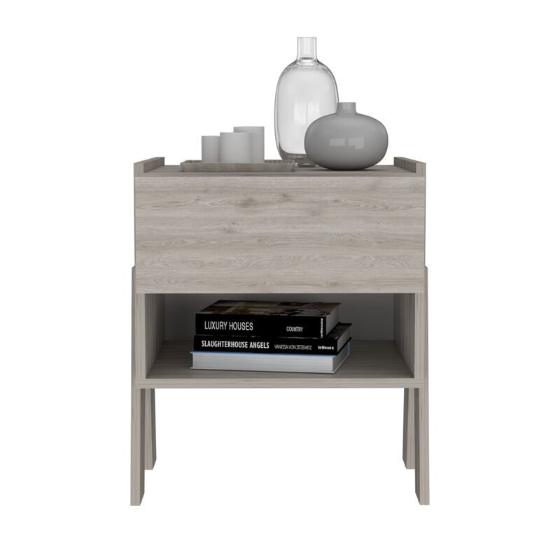 HomeRoots 22" Gray Wood One Drawer Nightstand image number 3