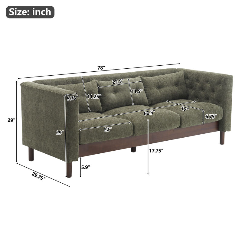 Merax Upholstered Sofa Modern 3-seater Sofa Couch with Tufted Design for Living Room