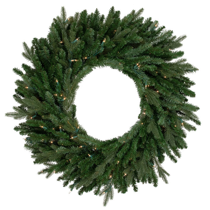 Pre-Lit Grande Spruce Artificial Christmas Wreath  48-Inch  Clear Lights
