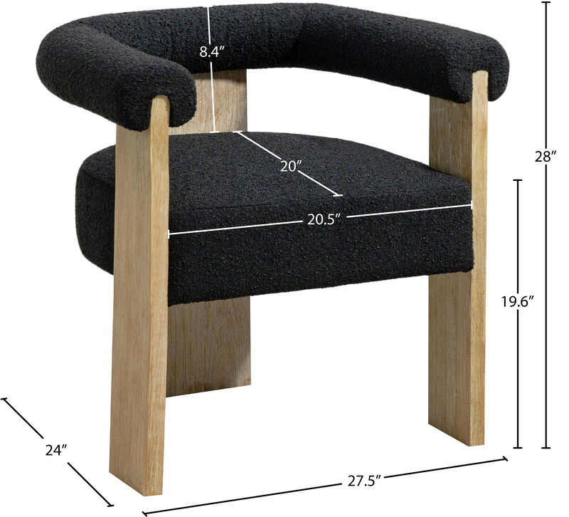 Meridian Furniture Barrel Black Boucle Fabric Dining Chair