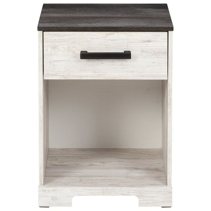 Emery 22 Inch Wood Nightstand, 1 Cubby, 1 Drawer, Antique White and Gray-Benzara