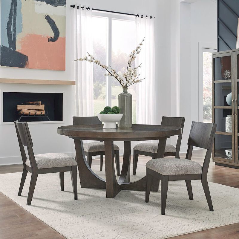 Liberty Furniture 5 Piece Pedestal Table Dining Set with 4 Panel Back Chairs - Satin Espresso image number 1