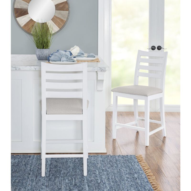 Linon Flynn Counter Stool White Upholstered Set Of 2 image number 3