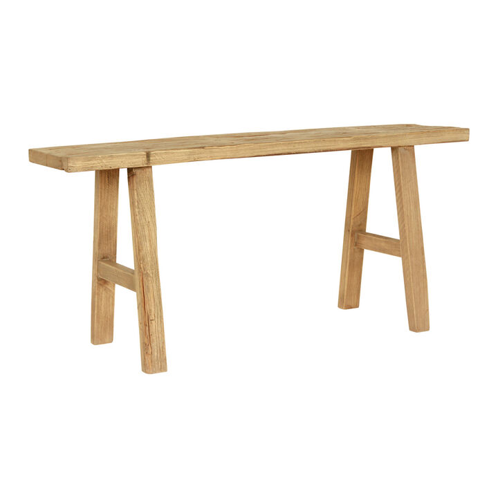 Vintage Reclaimed Elm Entryway Bench in Natural Wood