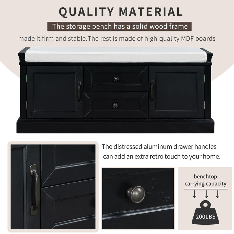Streamdale Multi-Storage Shoe Bench with Removable Cushion image number 8