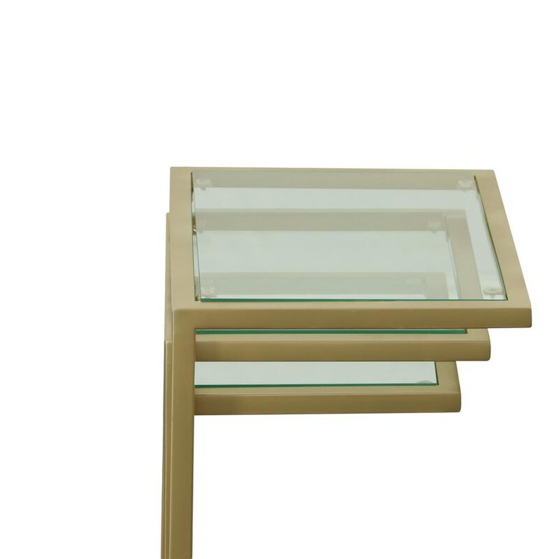 Carolina Living Addison Nesting Table Set - Glass Top - Gold Base